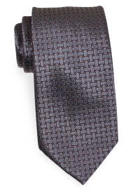 Oval Design Mens Tie in Charcoal and Longer XL Length