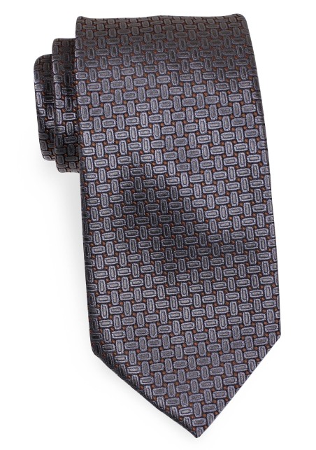 Charcoal Gray Tie with Oval Checks