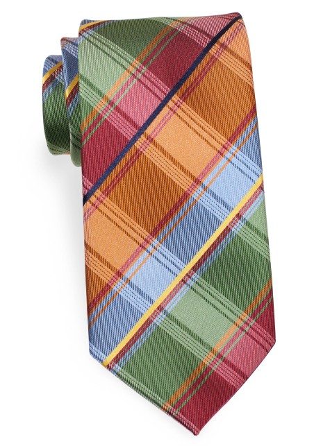 Madras Checkered Tie in Lime, Aqua, and Orange