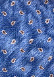 Blue Necktie with Bronze Embroidered Paisley