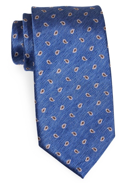 Blue Necktie with Bronze Embroidered Paisley