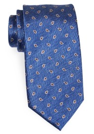 Blue Necktie with Bronze Embroidered Paisley