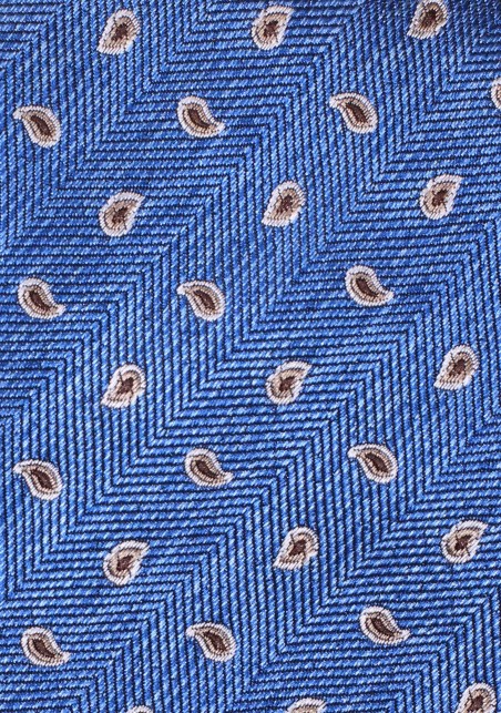 Blue and Bronze Paisley Mens Tie in XL Length