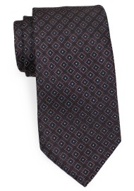 Extra Long Tie in Black with Box Checks