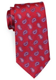 Wine Red Colored Paisley Tie in Classic Mens Tie Length