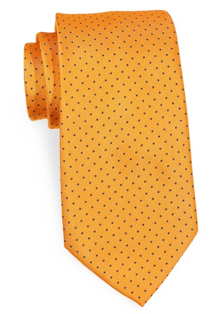Marigold Colored Mens Tie with Tiny Pin Dots