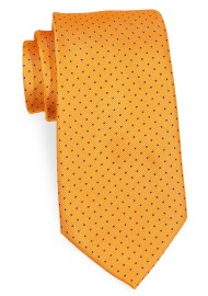 Marigold Colored Mens Tie with Tiny Pin Dots