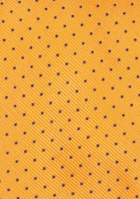 Marigold Pocket Square with Tiny Navy Pin Dots