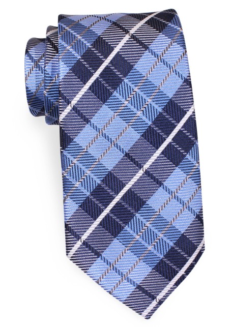 Classic Tartan Check Tie in Blue