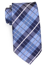 Blue XL Length Tartan Neck Tie