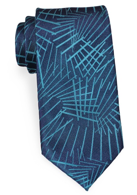 Teal Necktie in Woven Graphic Design