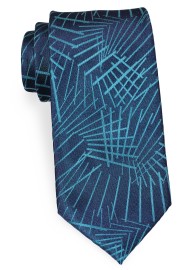Teal Necktie in Woven Graphic Design