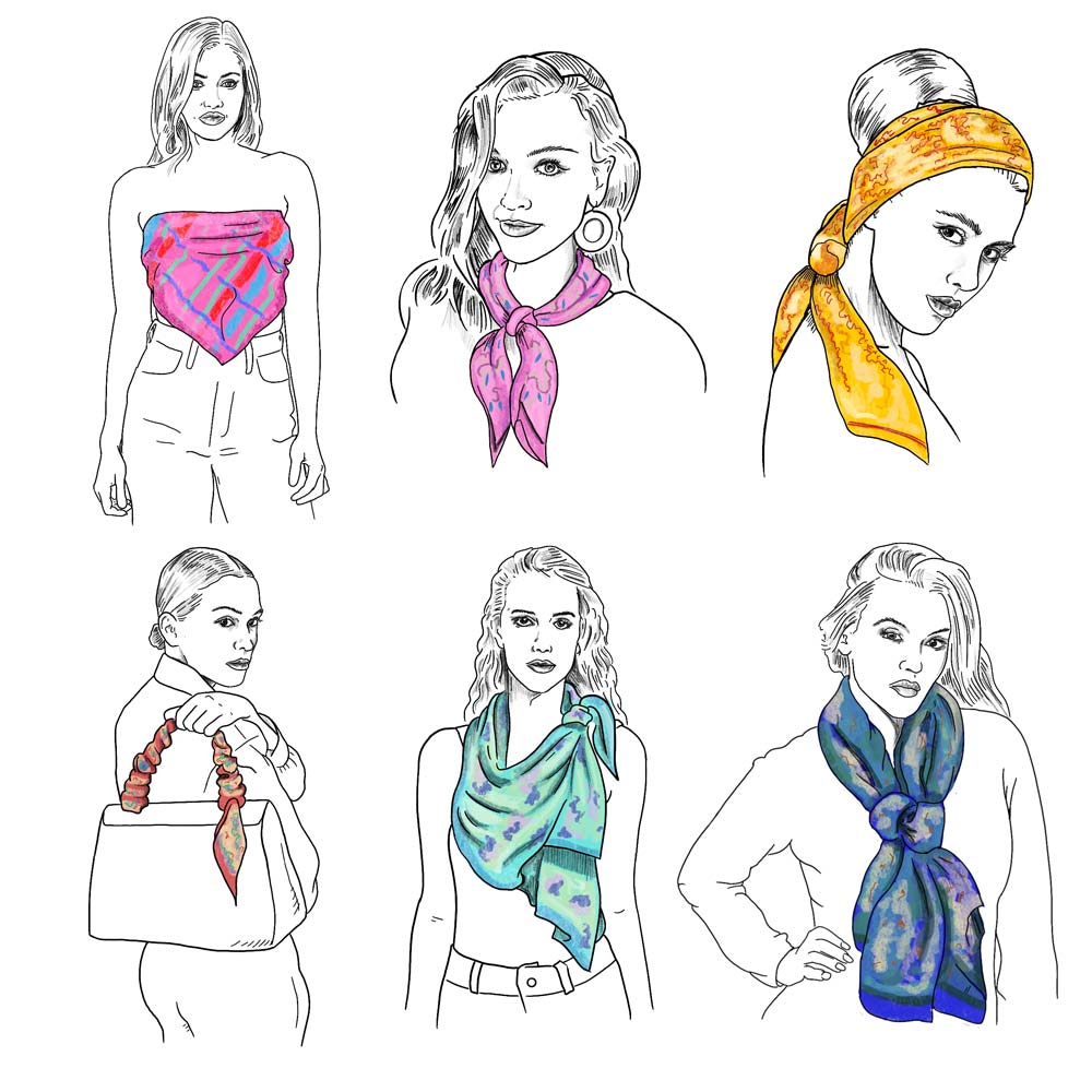 ways to wear a ladies silk scarf