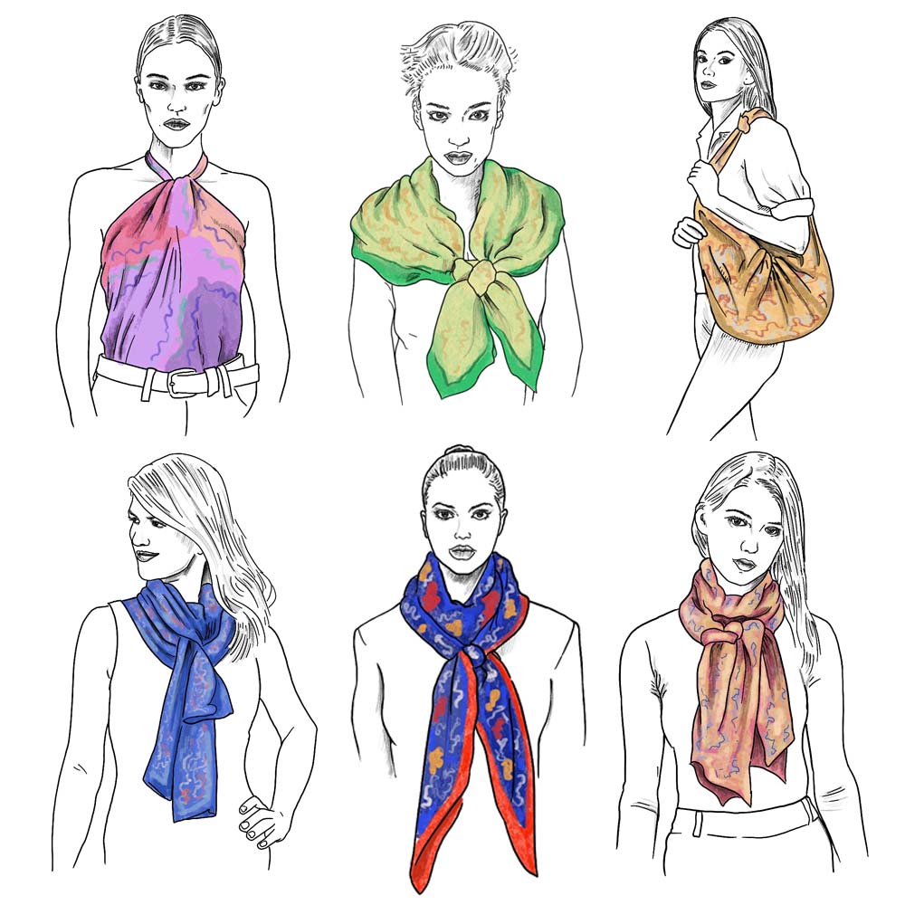 ways to wear a ladies silk scarf
