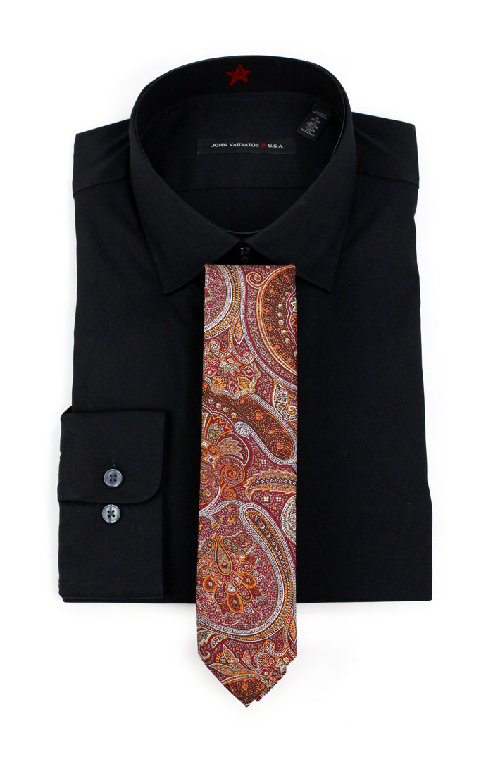Paisley Skinny Tie | Black Dress Shirt
