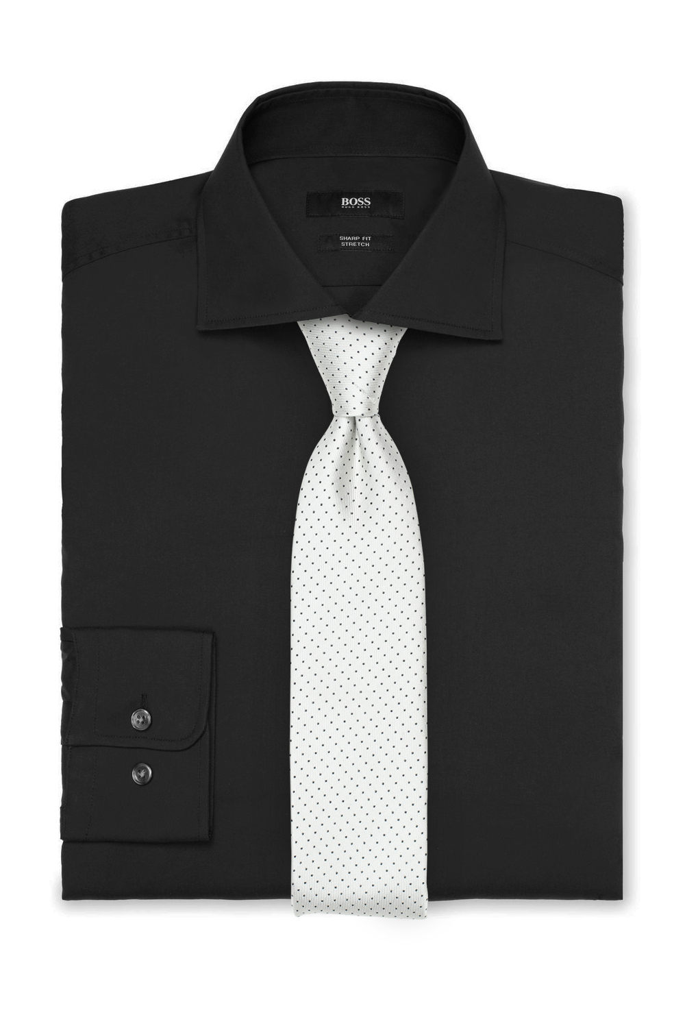Pin Dot Tie and Black Shirt