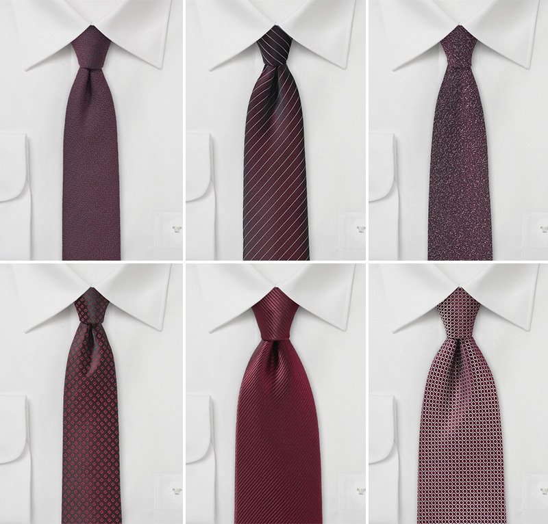 Groomsmen Ties in Bordeaux Red