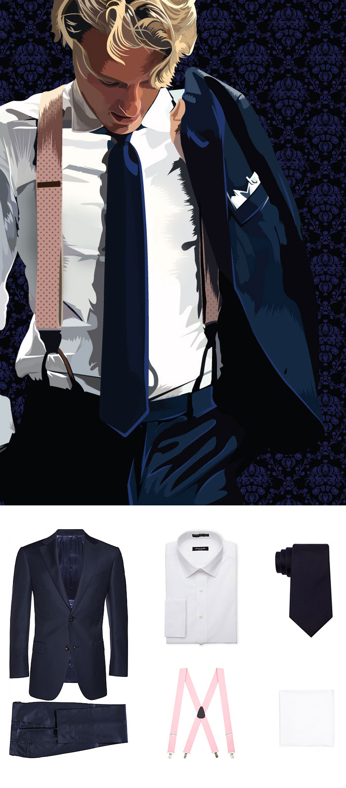 Designer Navy Suit + Navy Tie Look