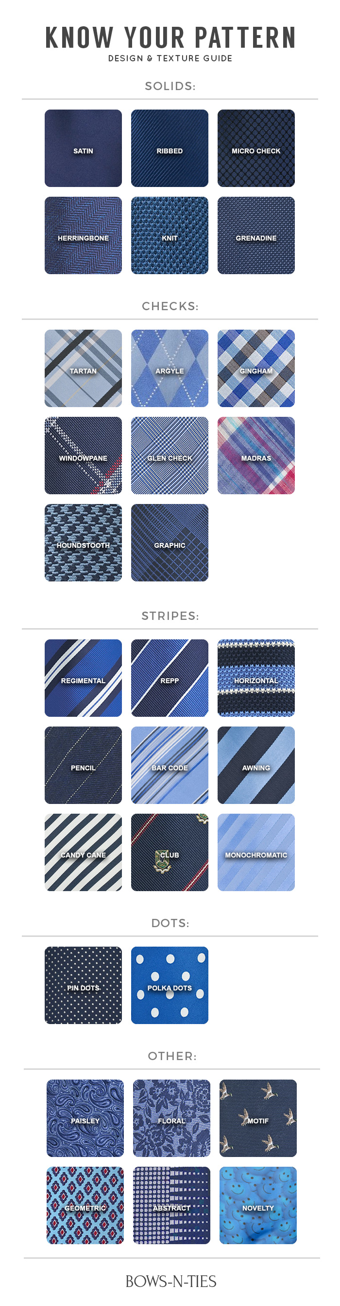 necktie patterns infographic