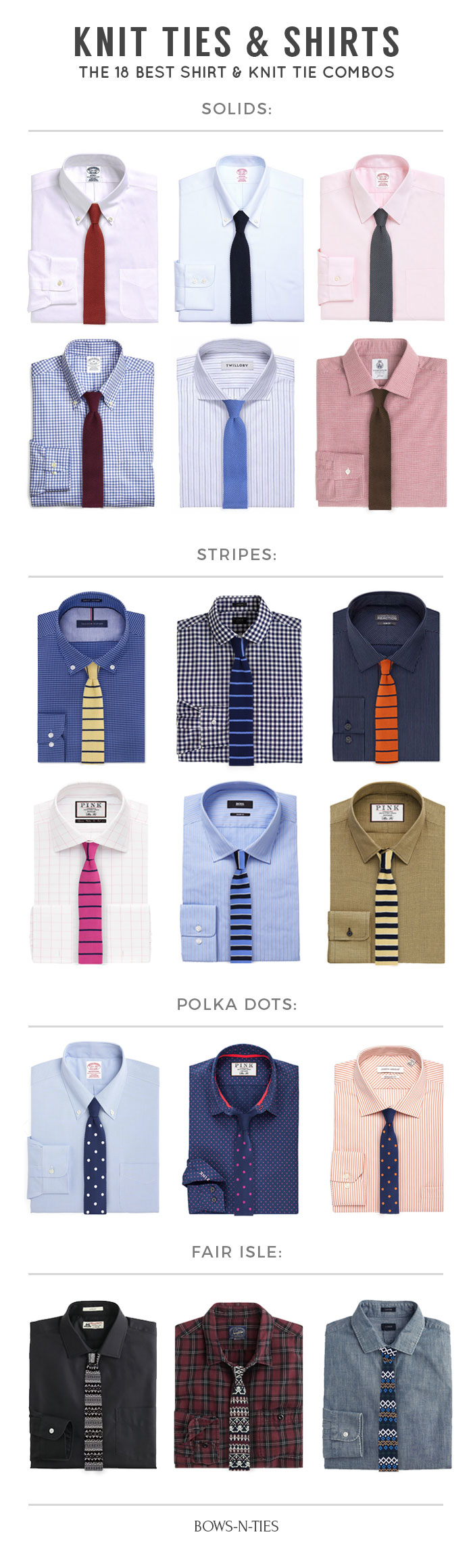 matching shirts and knit ties