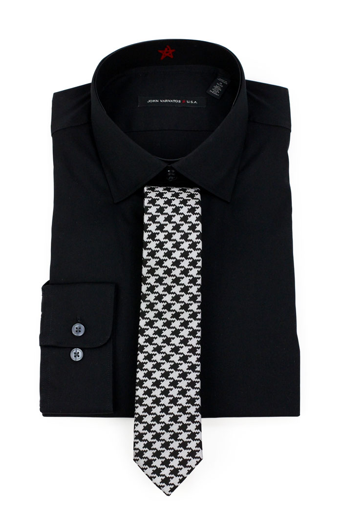 Houndstooth Tie and Black Shirt