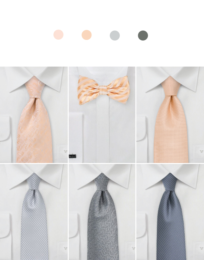 Groomsmen Wedding Ties in Peach