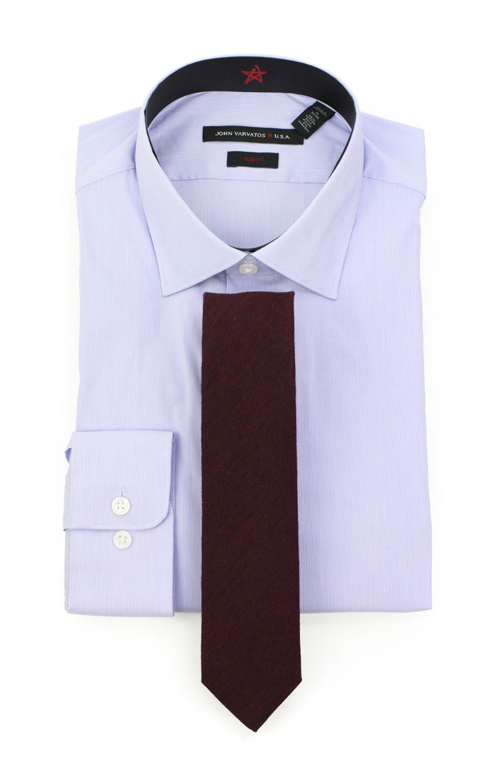 Designer Skinny Tie and Striped Lilac Shirt