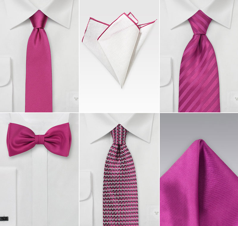 Groomsmen Accessories in Fuschia Pink
