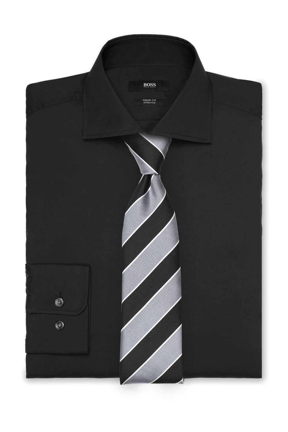 Striped Gray and Black Tie 