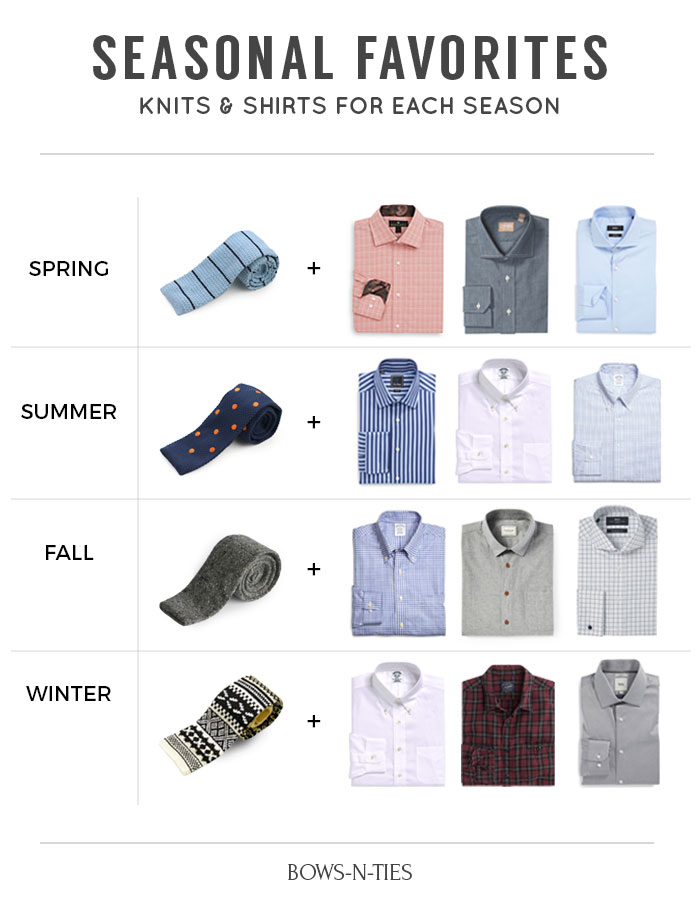 matching knit ties for spring, summer, fall, and winter