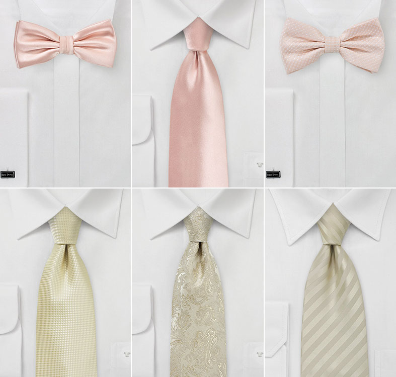 Groomsmen Ties in Blush and Champagne