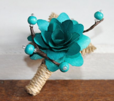 teal-color-flower-bouitoniere
