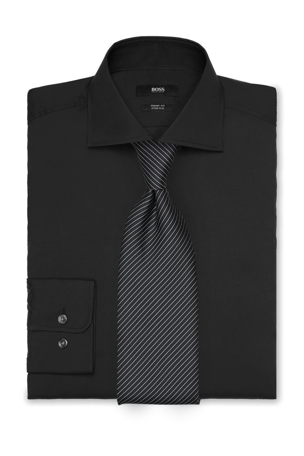 Striped Tie and Black Shirt