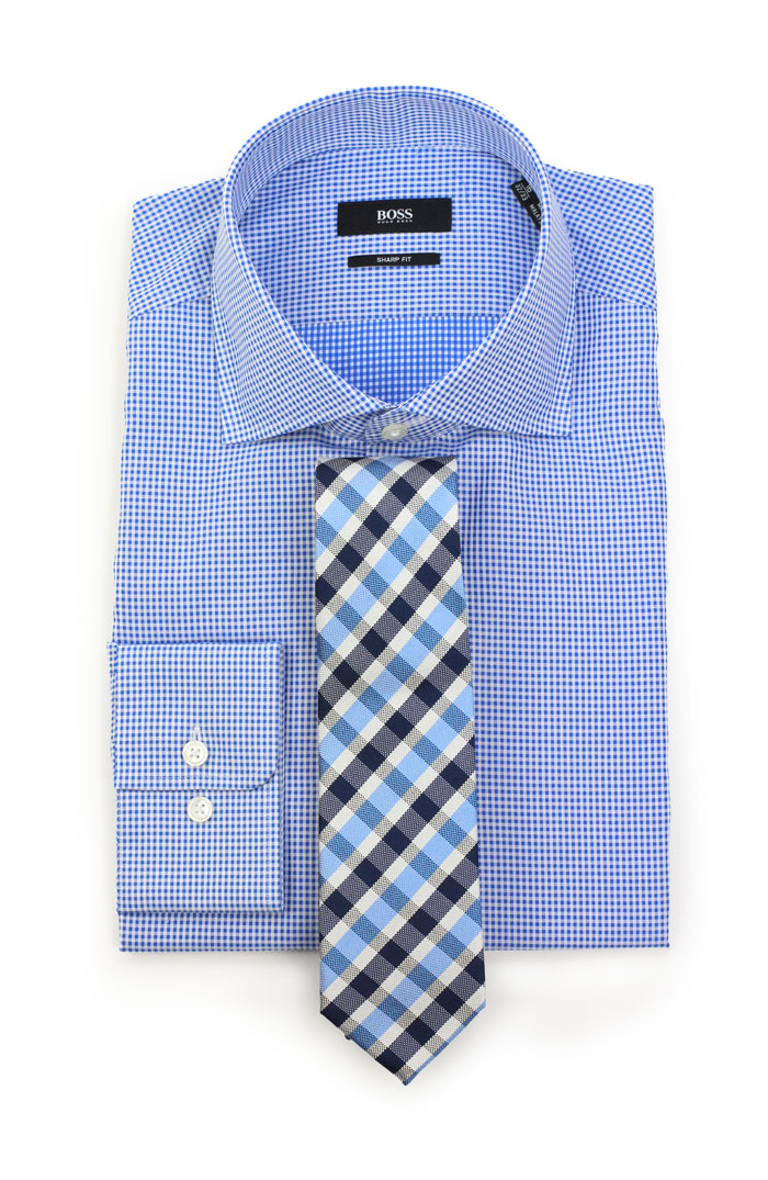 Plaid Tie in Tonal Blues