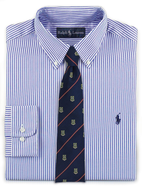 Striped Shirt + Crested Tie