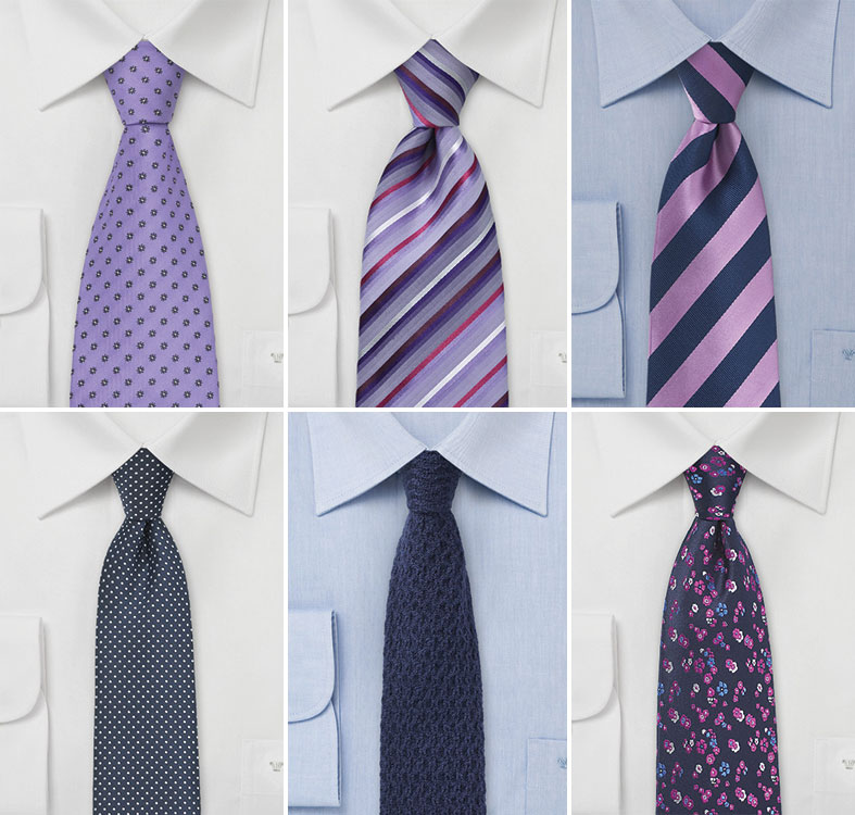 Wedding Ties in Navy and Lilac
