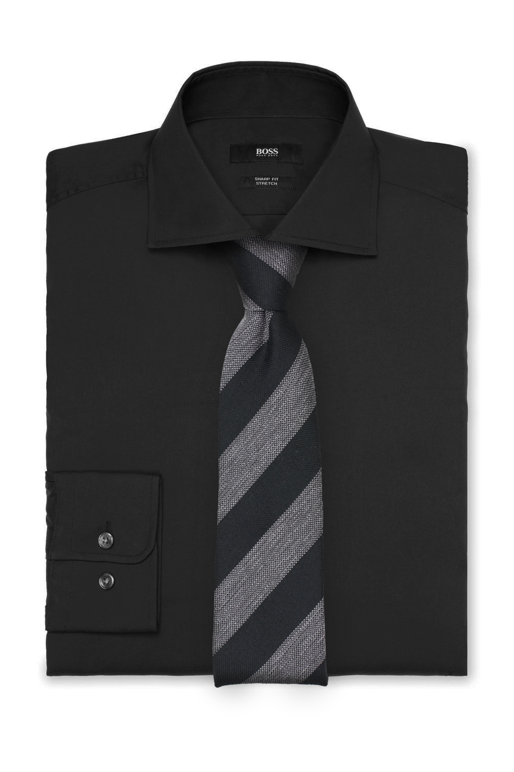 Trendy Striped Tie in Gray and Black 