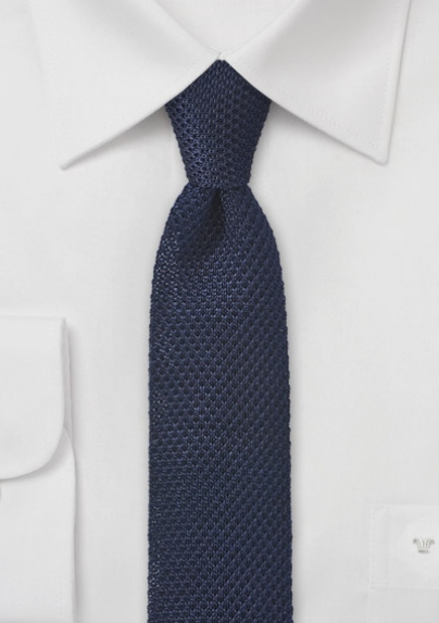 Skinny Knit Tie in Navy