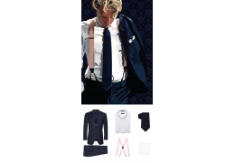 Navy Suit + Pink Suspenders + Navy Tie